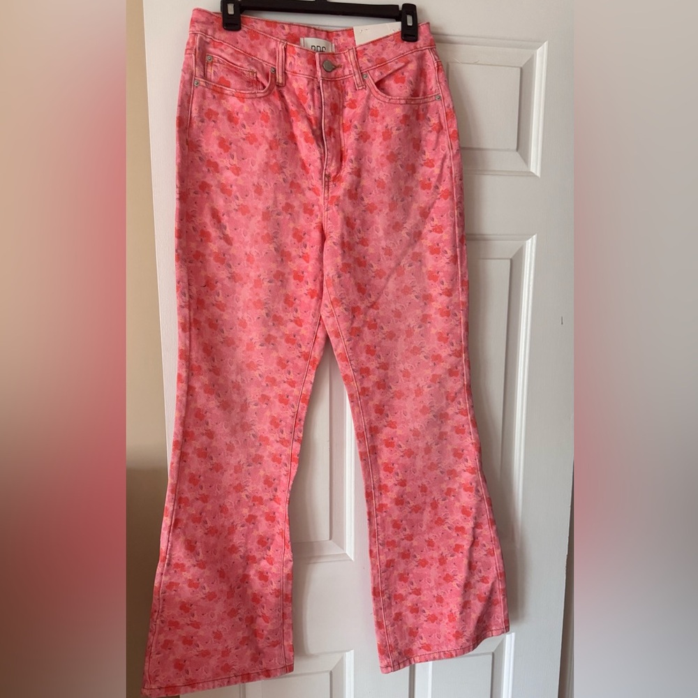 BDG High-Rise Flare Jeans Pink Floral Print Size 28 NWT Urban Outfitters